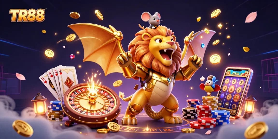 TR88 showcases an exhilarating casino adventure with a chimera character and thrilling gambling elements.