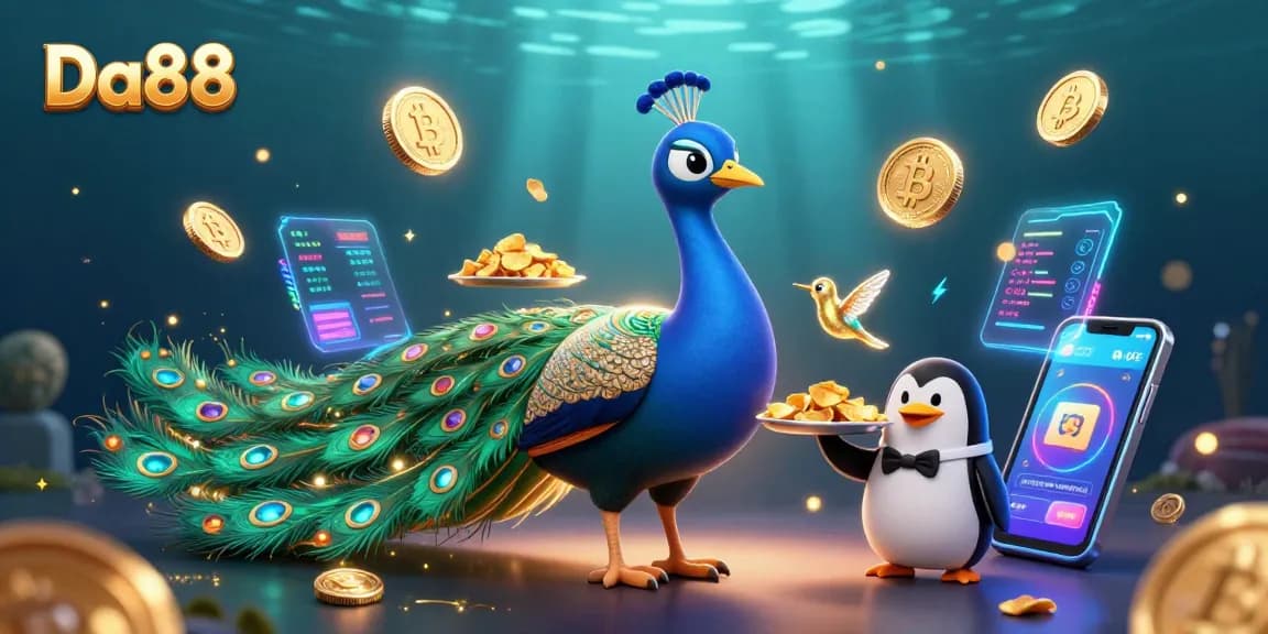 Experience thrilling gameplay with Da88 in this vibrant casino-themed digital art.