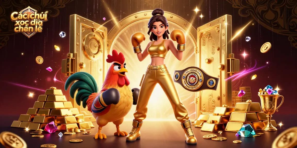 Win big with Cách chơi xóc đĩa chẵn lẻ featuring a stunning female and a championship rooster.