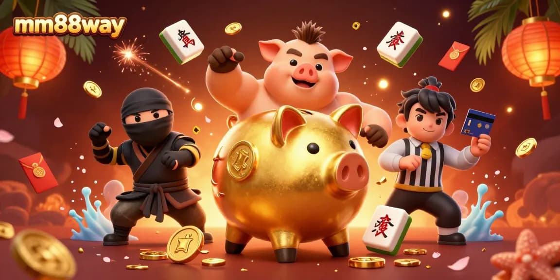 Engage with mm88way at an exciting casino scene featuring dynamic characters and vibrant gambling elements.