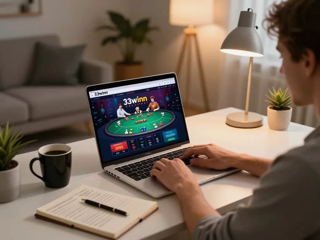 Player enjoying a strategic game on the 33winn online casino interface with betting details visible