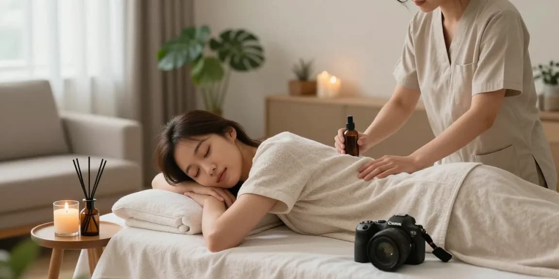 Enjoy a soothing 용산출장마사지 in a tranquil home spa setting with aromatic oils.