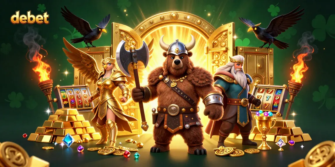 Engage in thrilling gameplay at debet featuring Viking and eagle warriors amidst treasure!