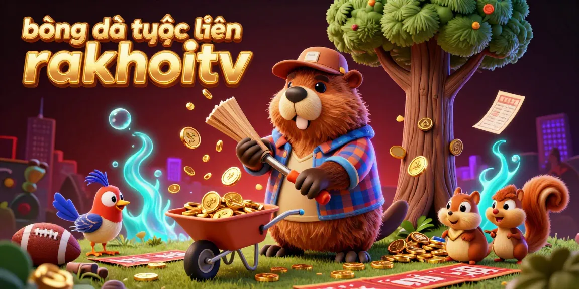 Experience bóng đá trực tuyến rakhoitv with dynamic sports elements in a lively illustration.
