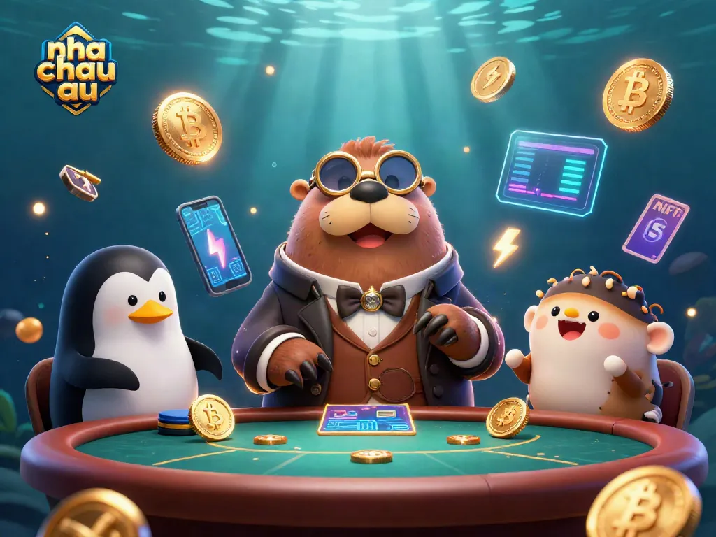 Cá cược nhà cái châu âu với biểu tượng cá và tiền điện tử lấp lánh dưới nước