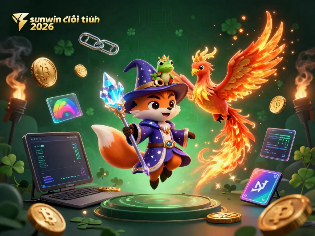 Engage with sunwin đổi thưởng 2026 through magical gaming elements showcased in a vibrant 3D scene.