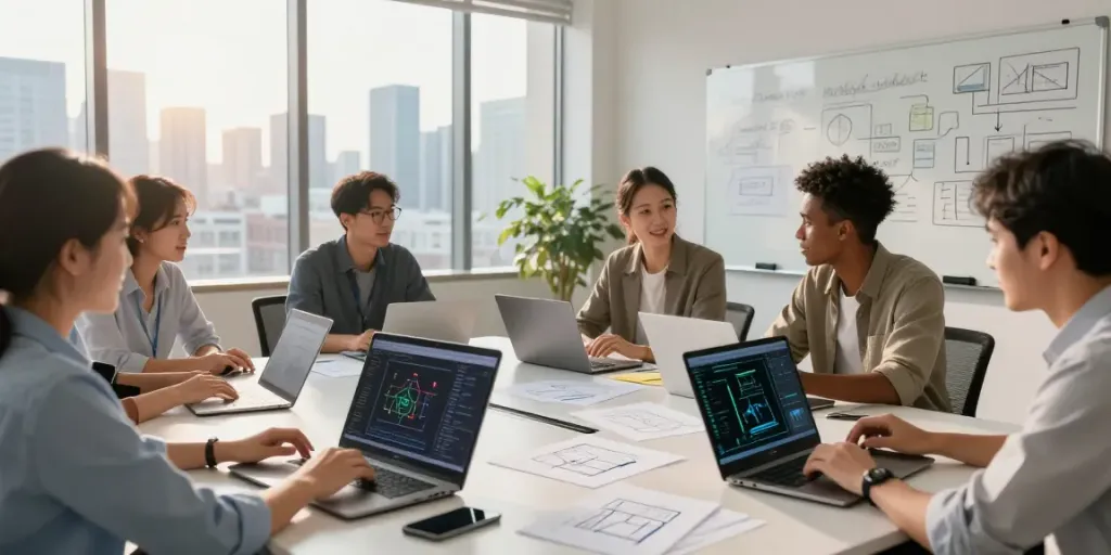 Team collaborating on Enterprise AI strategies in a modern office