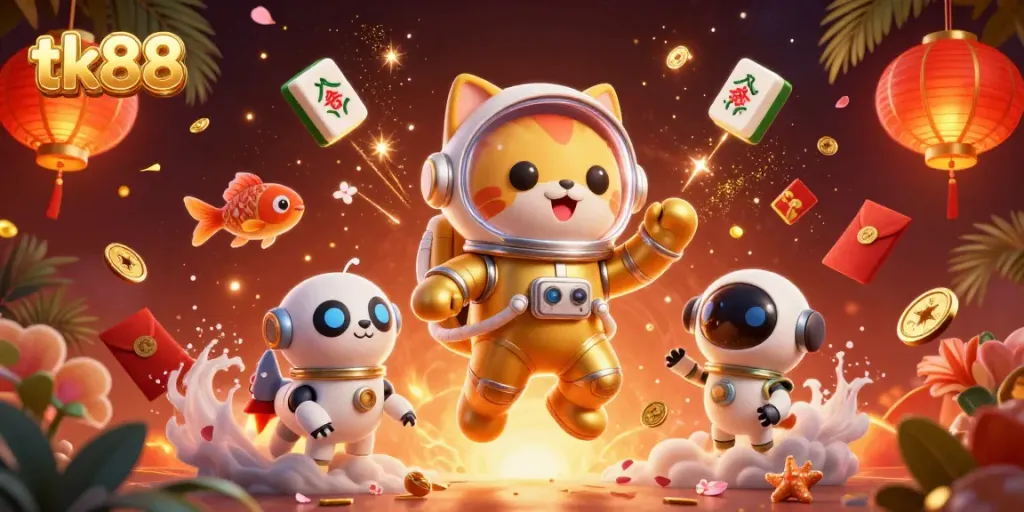 Engage in thrilling gaming action with tk88 amidst vibrant casino elements!