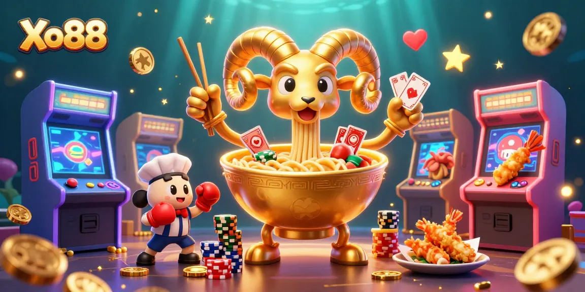 Xo88 showcases an epic casino scene with vibrant characters and game elements for an exciting experience.