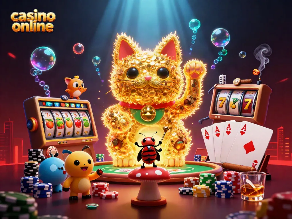 Juega en un casino online con esta escena colorida y dinámica que destaca la emoción del juego.