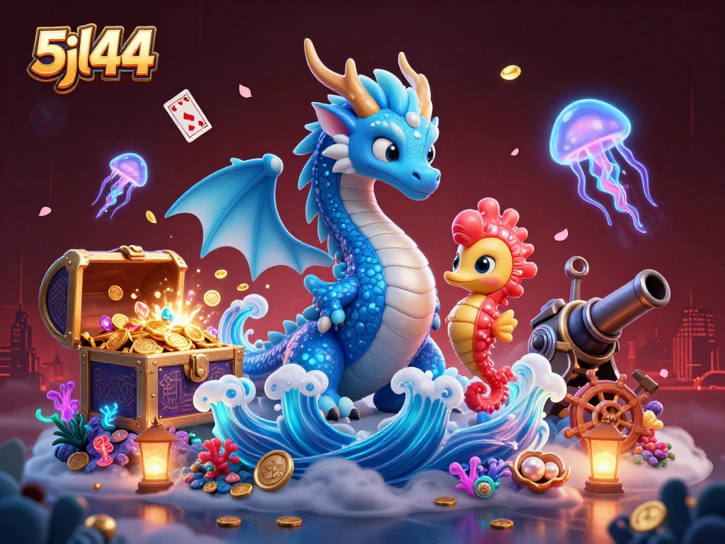Experience thrilling adventures in 5jl44 with an azure dragon and dynamic underwater casino elements.