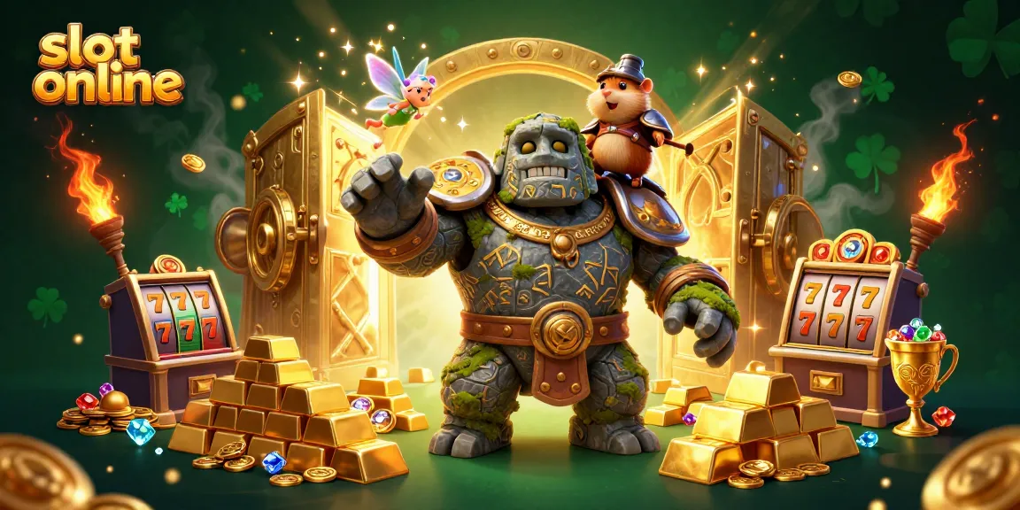 Spin exciting slot online reels with magical characters in a vibrant treasure-filled scene.