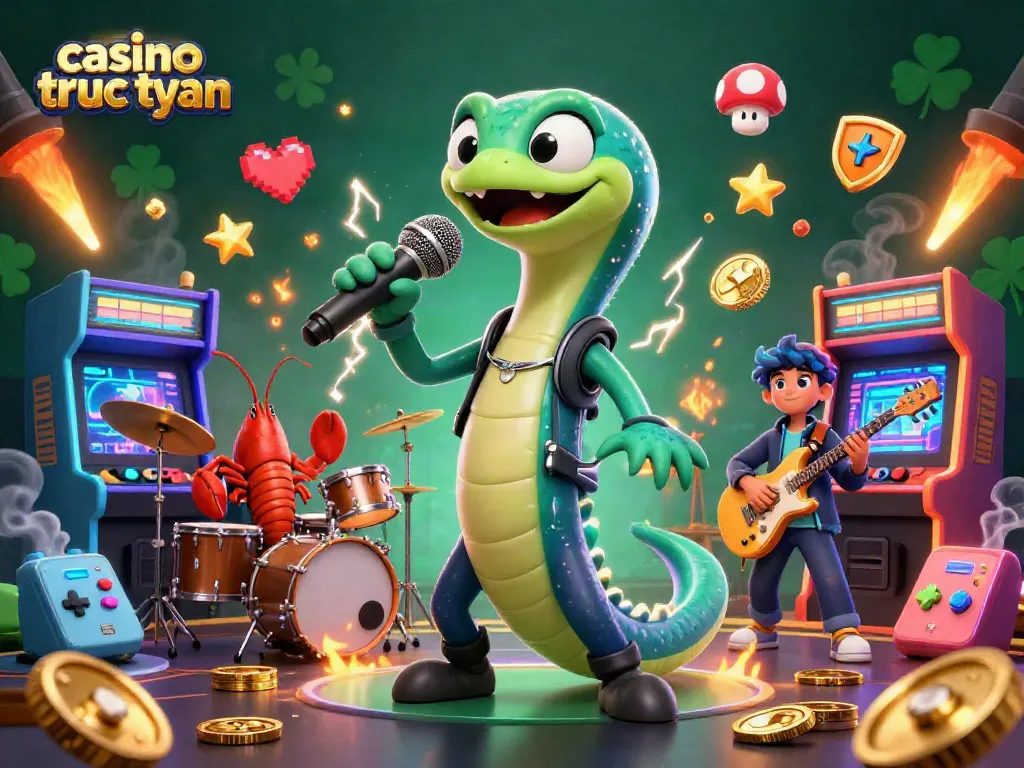 Chơi game tại casino trực tuyến với chú lươn điện DJ và ban nhạc dưới biển.