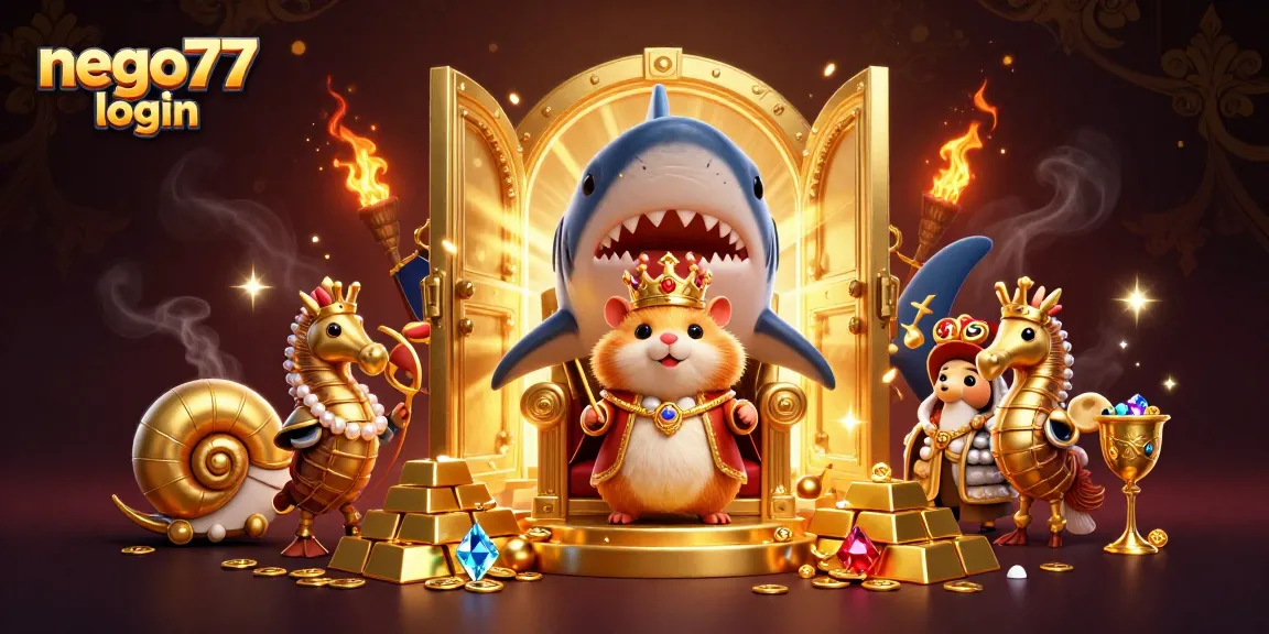 Experience seamless access with nego77 login in a vibrant casino-themed illustration.