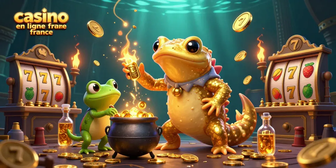 Gagnez des pièces d'or dans un casino en ligne France avec un alchimiste et un apprenti grenouille.