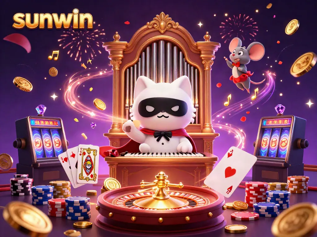 Experience sunwin's vibrant casino world with energetic characters and dazzling gaming elements.