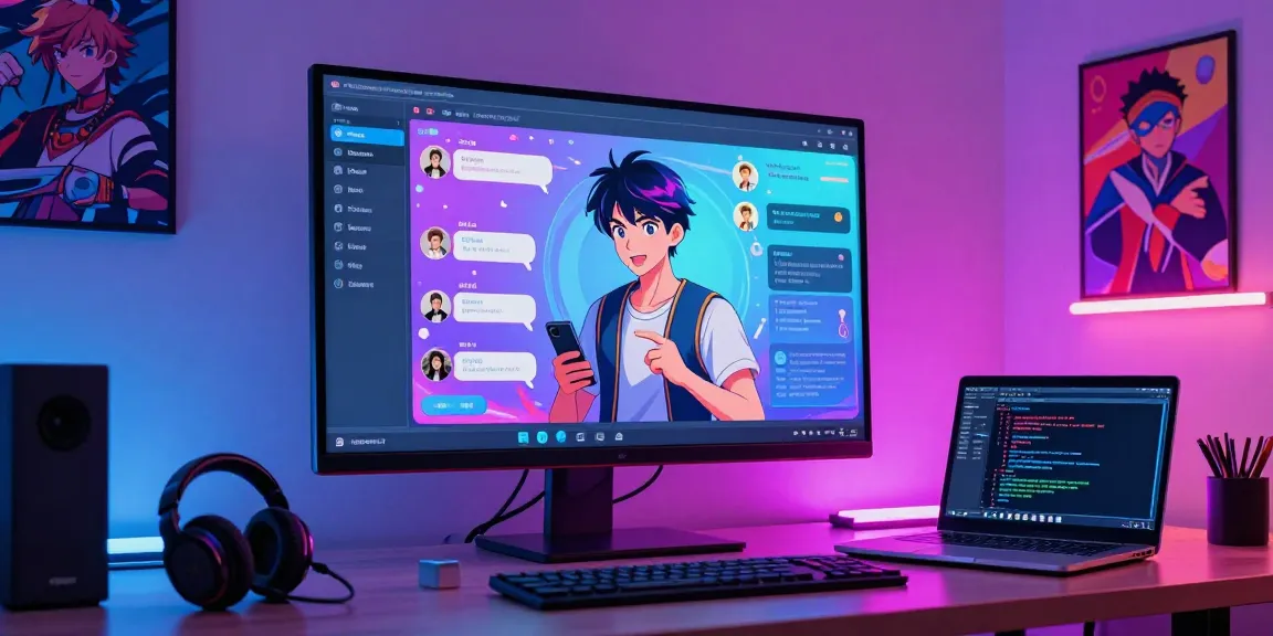 Interactive hentai chat ai interface in a lively digital workspace, showcasing engaging animated characters.