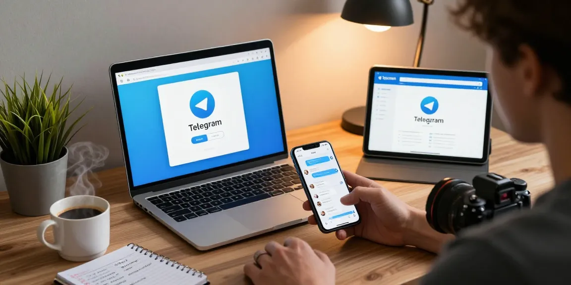 Engaging workspace showcasing Telegram下载 on various devices, emphasizing seamless communication.