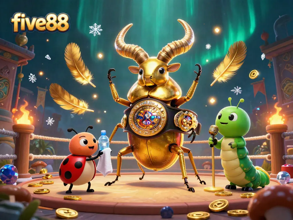 Experience thrilling gaming excitement with five88's diverse casino offerings in a vibrant 3D scene.