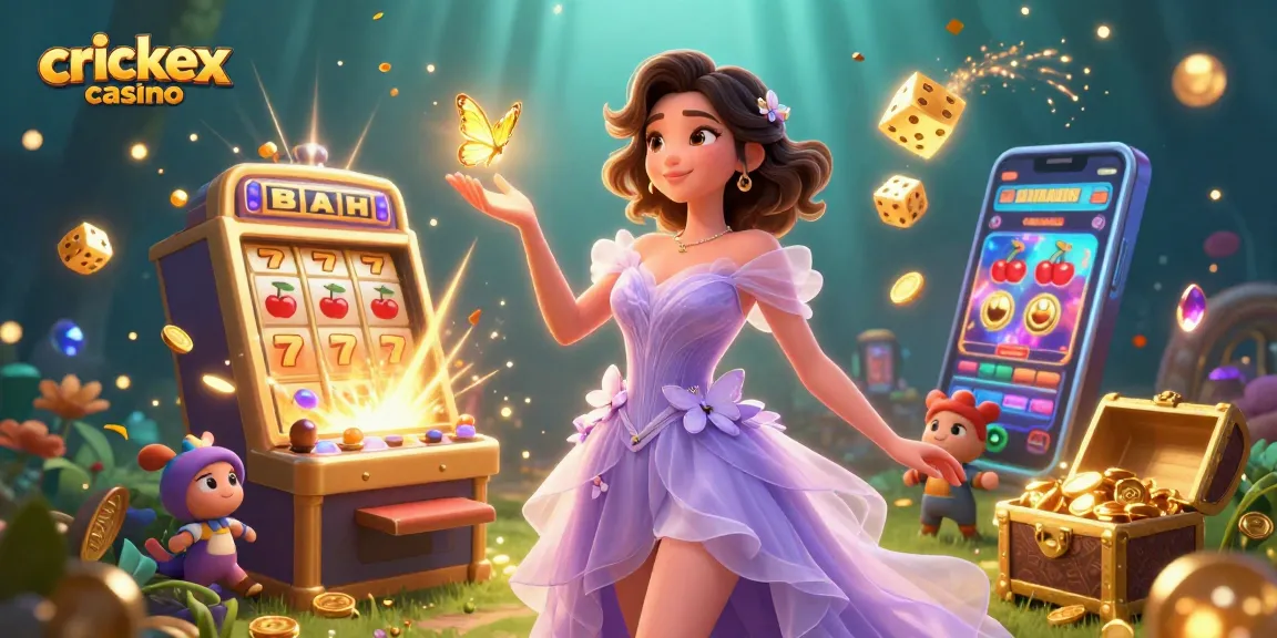Engage in thrilling gameplay at crickex casino with golden butterflies, slot machines, and immersive visuals.