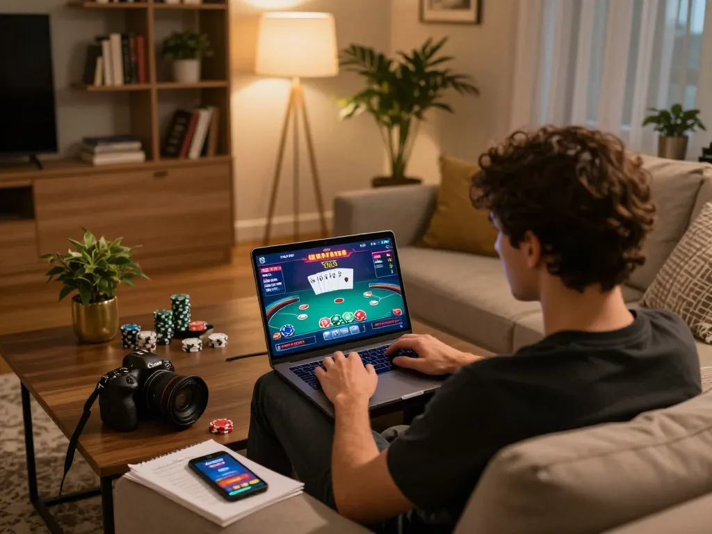 b52club user engaging in online poker gameplay, showcasing a vibrant digital gaming interface