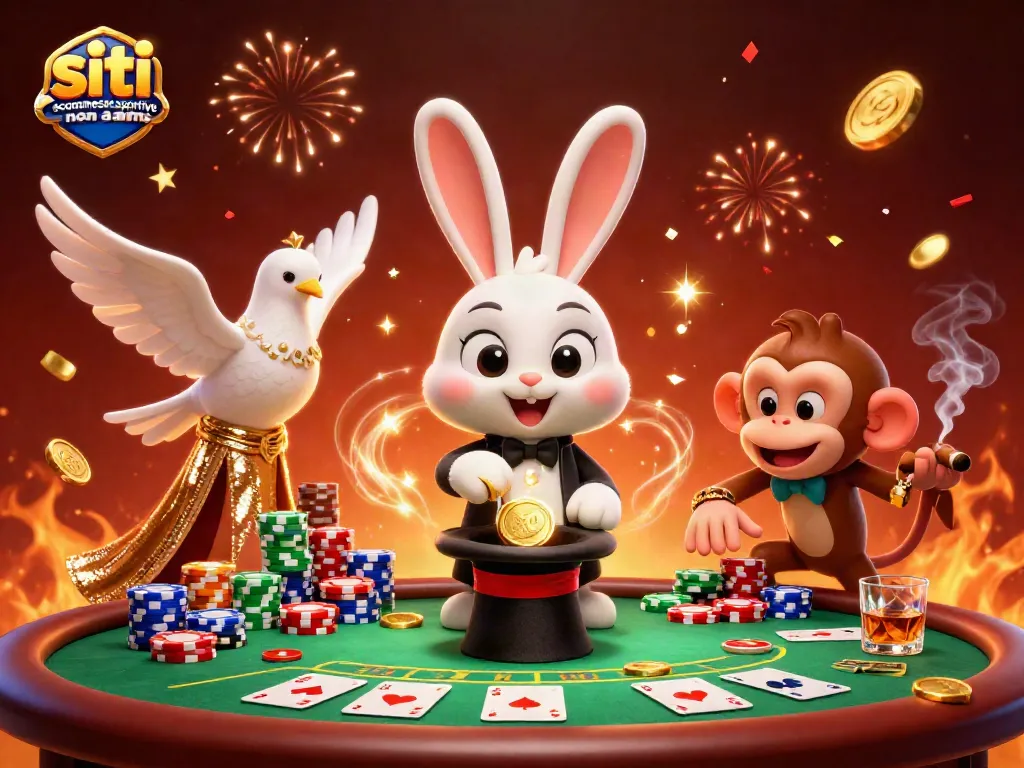 Siti scommesse sportive non aams: Un mago e una colomba tra simboli di gioco e divertimento al casinò.