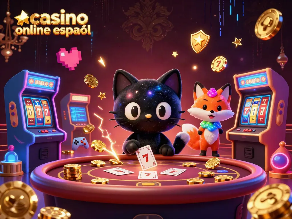 Disfruta de juegos en un casino online español con este vibrante diseño 3D lleno de energía.
