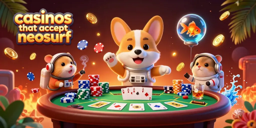 Experience casinos that accept neosurf with fun 3D characters enjoying gaming in a vibrant space casino.