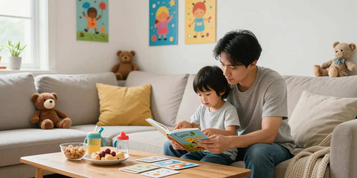 Parent engaging with child while reading at home, showcasing values of https://mymommyworld.com and nurturing parenting moments.