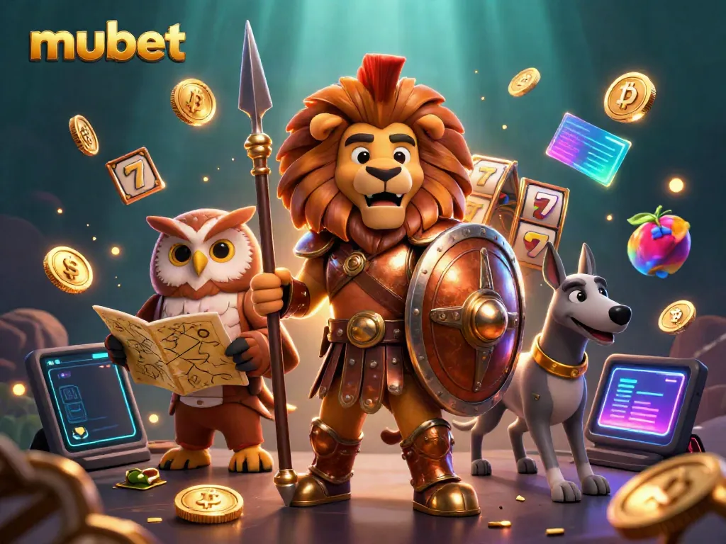 Engage with the lively casino scene of mubet, featuring iconic characters and dynamic gaming symbols.