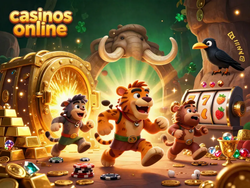 Juega en los casinos online con una emocionante escena de un casino prehistórico.