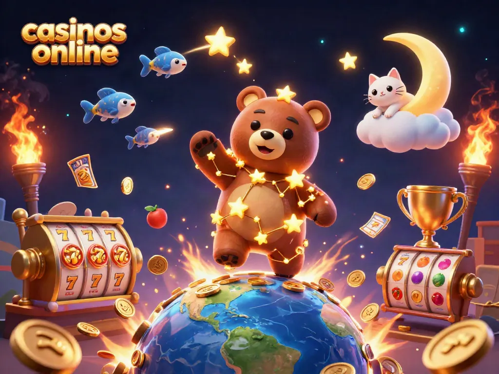 Los casinos online ofrecen emoción con jackpots, rodillos y monedas doradas volando.
