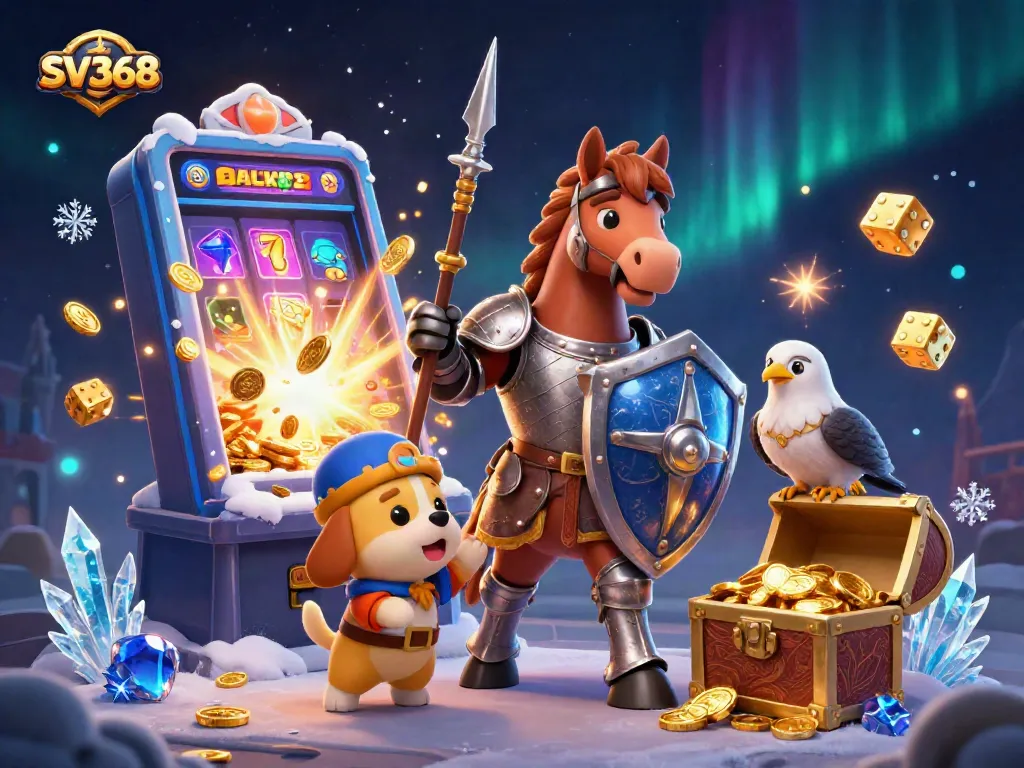 Bet on SV368 with an exciting medieval-themed casino illustration featuring dynamic slot elements.