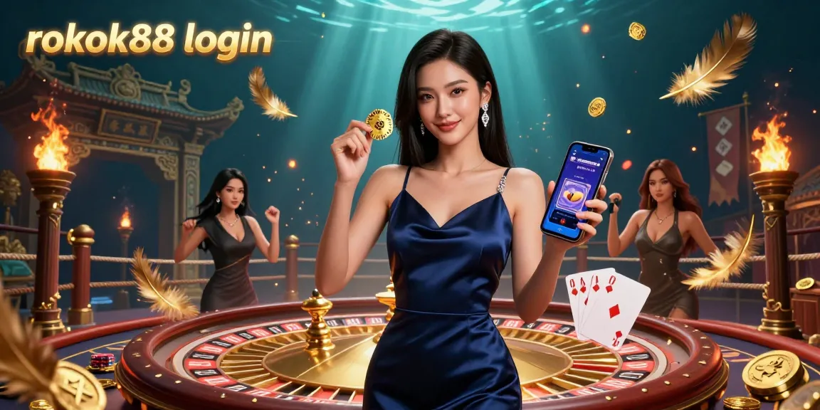 Experience gaming excitement with rokok88 login in an ultra-detailed 3D casino illustration.