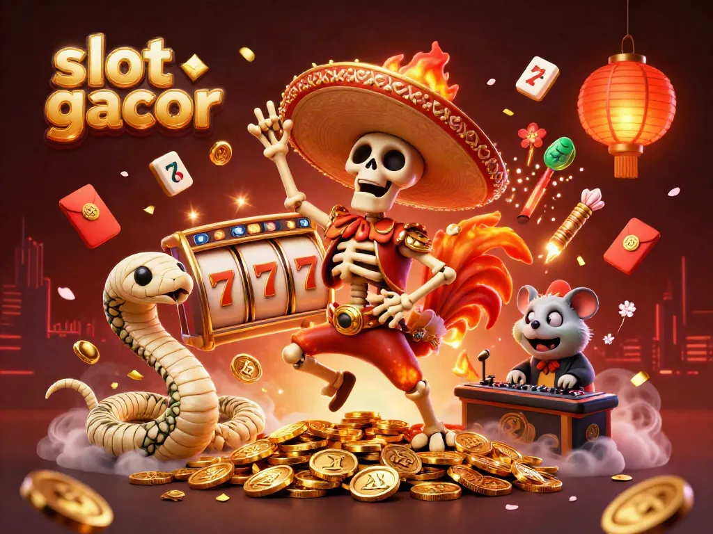 Experience the thrill of slot gacor with a festive casino rally featuring vibrant characters and elements.