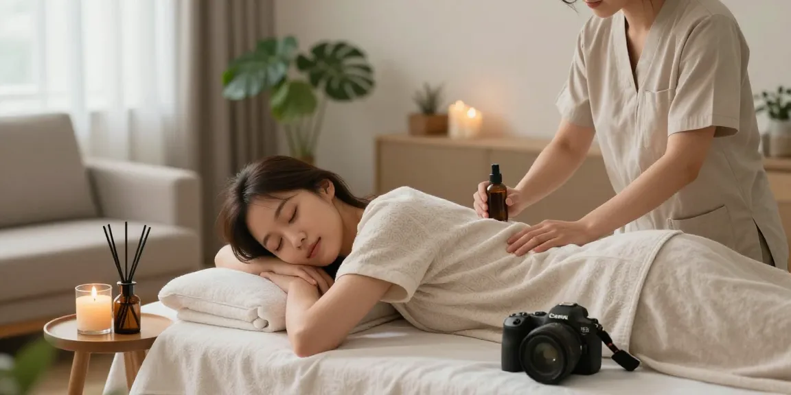 Enjoy a soothing 용산출장마사지 in a tranquil home spa setting with aromatic oils.