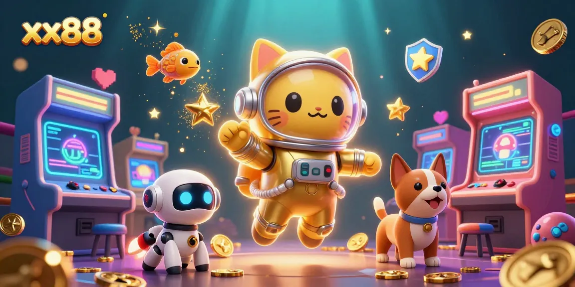 Experience the thrilling excitement of xx88 with 3D characters navigating a vibrant casino world filled with games.