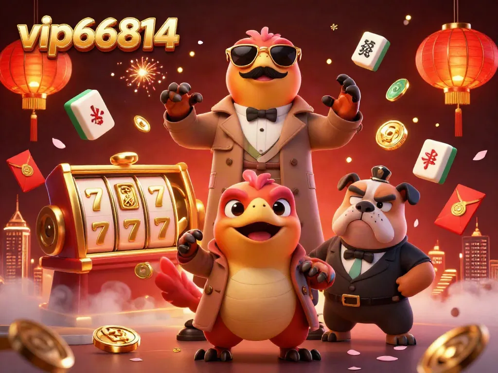 Experience vibrant gameplay at vip66814 with 3D raptors in a trench coat entering a VIP casino, showcasing rich game elements.