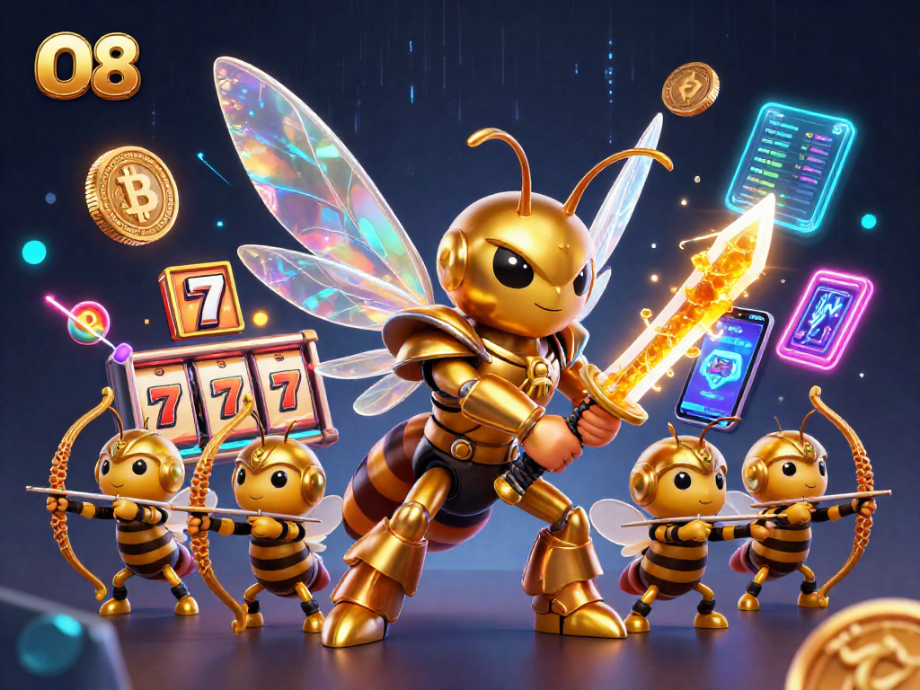 Engage in thrilling action at O8's casino with a vivid scene of gaming elements and dynamic characters.