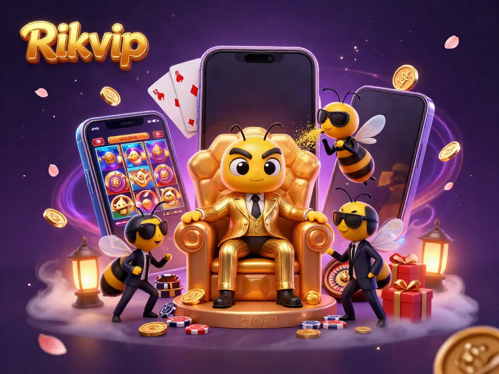 Engage in thrilling gameplay at Rikvip with our vibrant casino illustration showcasing action-packed gaming elements.