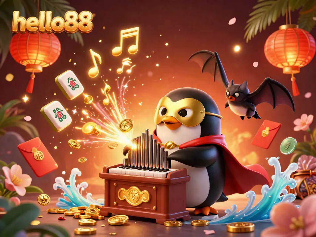 Experience thrilling entertainment at hello88 with 3D cartoon characters surrounded by vibrant casino elements.