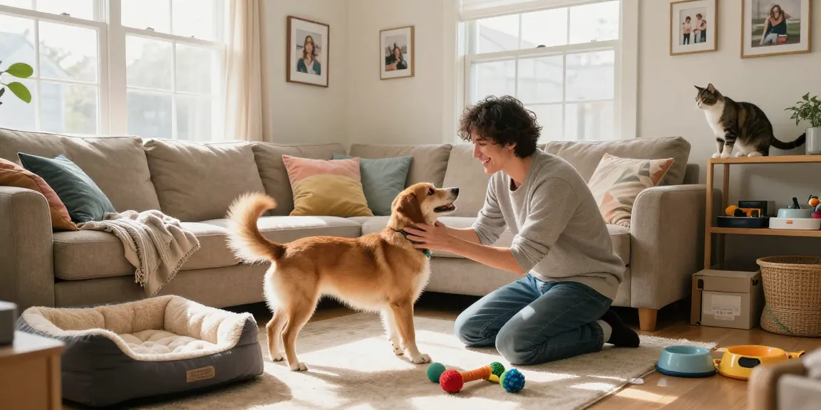 Engaging moment showcasing the rokok88 super lifestyle of pet care with a loving owner and happy dog.