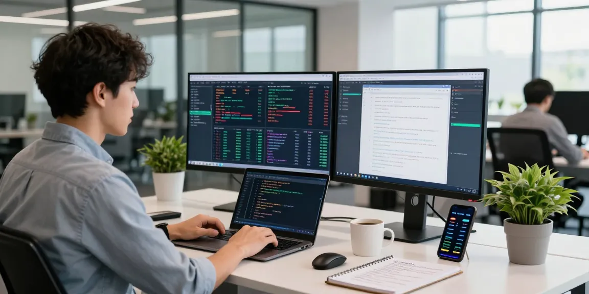 Real-time data on a multi-ticker German stock API displayed in a modern fintech workspace setup.