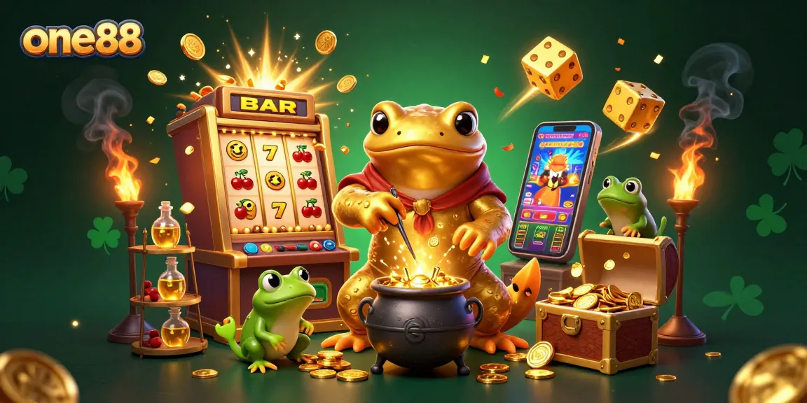 Engage with one88's vibrant 3D casino scene, showcasing golden winnings and exciting game dynamics.