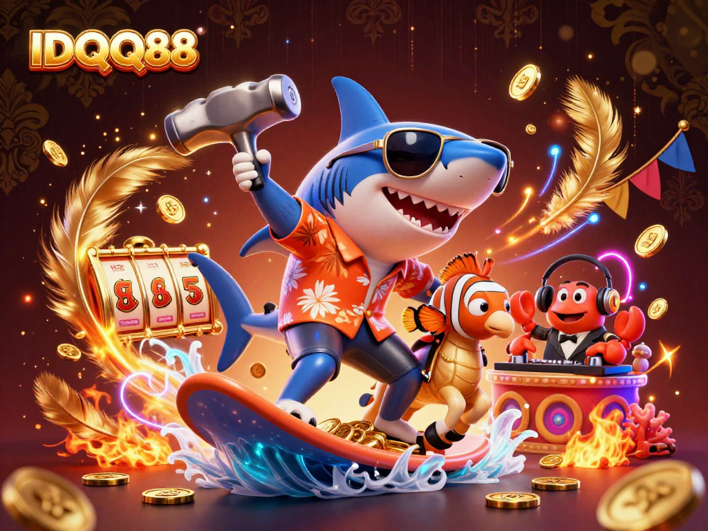 Experience winning excitement with IDQQ88 in a vibrant casino-themed 3D illustration