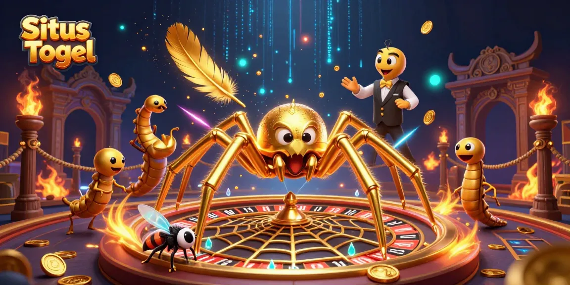 Engage with dynamic Situs Togel gameplay featuring a golden spider and centipede croupier.