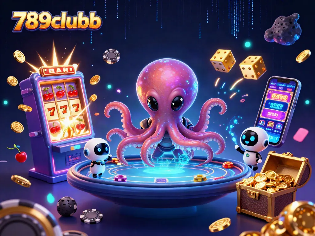 Engage with 789clubb in this vivid 3D casino scene showcasing alien poker action and jackpot excitement.
