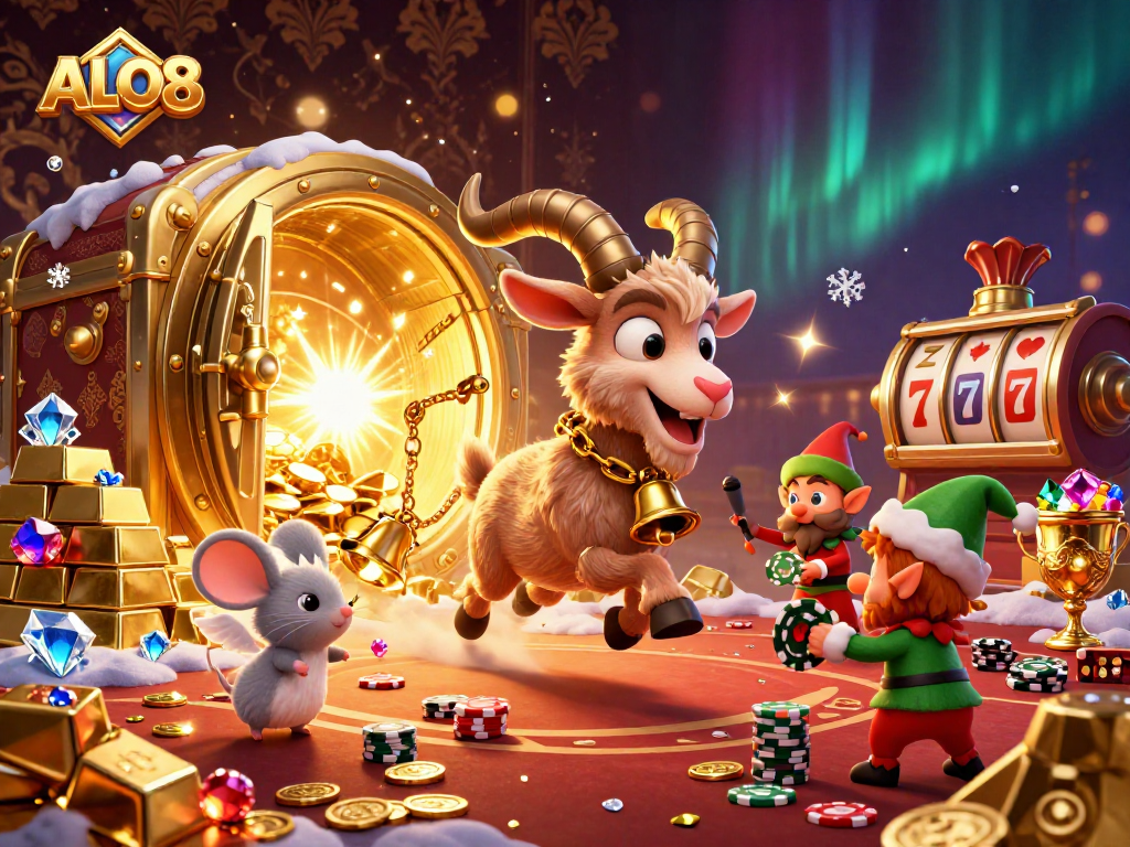 Unveil the thrilling ALO8 casino adventure with lively characters and dazzling gaming elements.