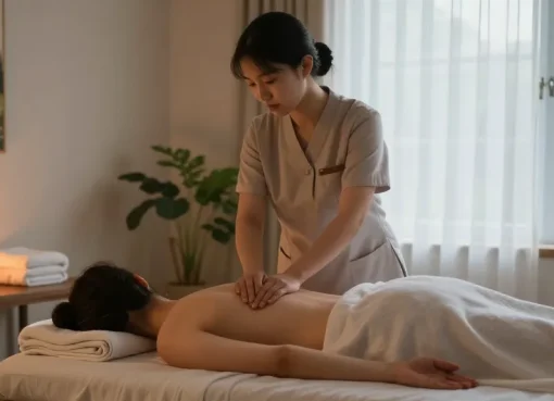 Relaxing massage therapy session, showcasing the peaceful ambiance and skilled hands, ideal for 은평구출장마사지.